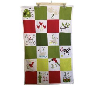Crate & Barrel 12 Twelve Days Christmas Kitchen Towel 100% Cotton NWOT